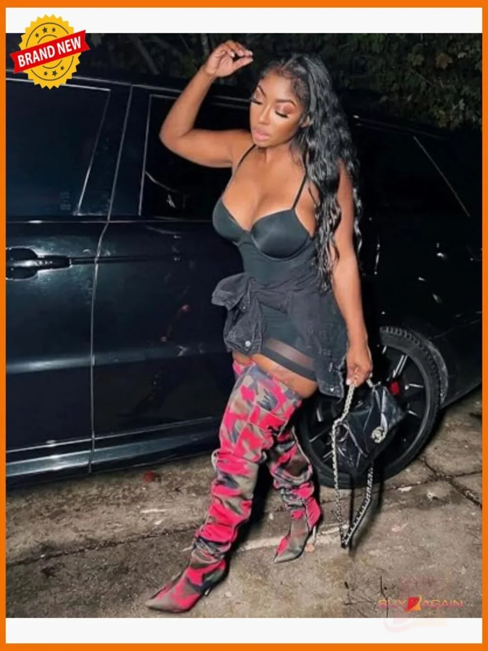 Camo Thigh High Over the Knee Boots with 3.9